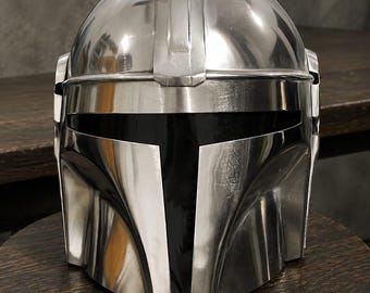 Fully Wearable Steel Mandalorian Helmet , Star Wars Inspired Metal Helmet , Replica Cosplay Armor , Boba Fett Mandalorian Helmet