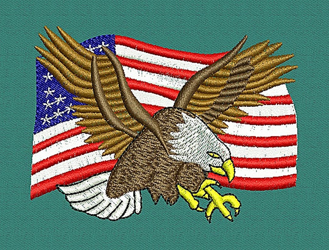 Bald Eagle American Flag Embroidery Design, Patriotic Eagle Patch File ...