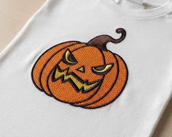 Spooky Jack-O'-Lantern Embroidery Design | Halloween Pumpkin Face (Instant Download)