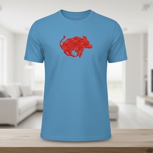 Red Wild Boar Embroidery Design: Animal Patch Logo (Digital Download)