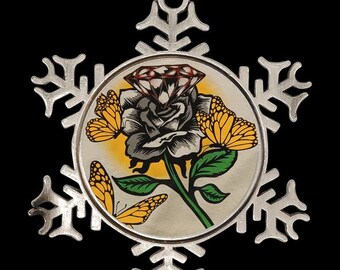 Black Rose Diamond Ornament