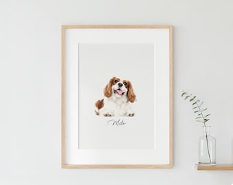 Custom Watercolor Dog Painting, Personalized Pet Portrait from Photo, Pet Memorial Gift