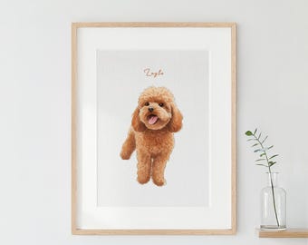 Custom Pet Portrait, Personalized Dog Lover Gift, Watercolor Painting from Photo, Pet Drawing