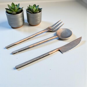 Hand Forged Medieval Style Cutlery Set | Rustic Spoon Fork Knife | Kitchen & Table Décor