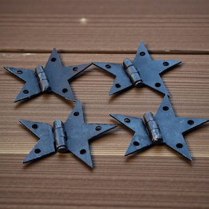Charnières forgées à la main, style forgeron, en forme d'étoile – Quincaillerie rustique pour portes et armoires (lot de 4)