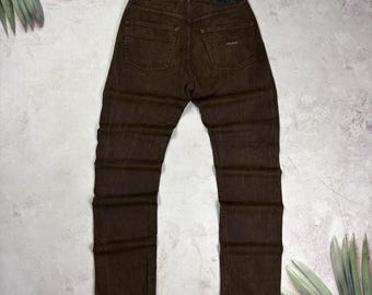 Brązowe jeansy Stone Island w kolorze brązowym, barwione w masie, vintage, proste, Włochy 31