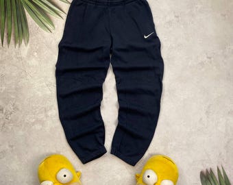 Nike Essential Fleece Sweatpants Black Swoosh Logo Men's Size S | Vintage Joggers