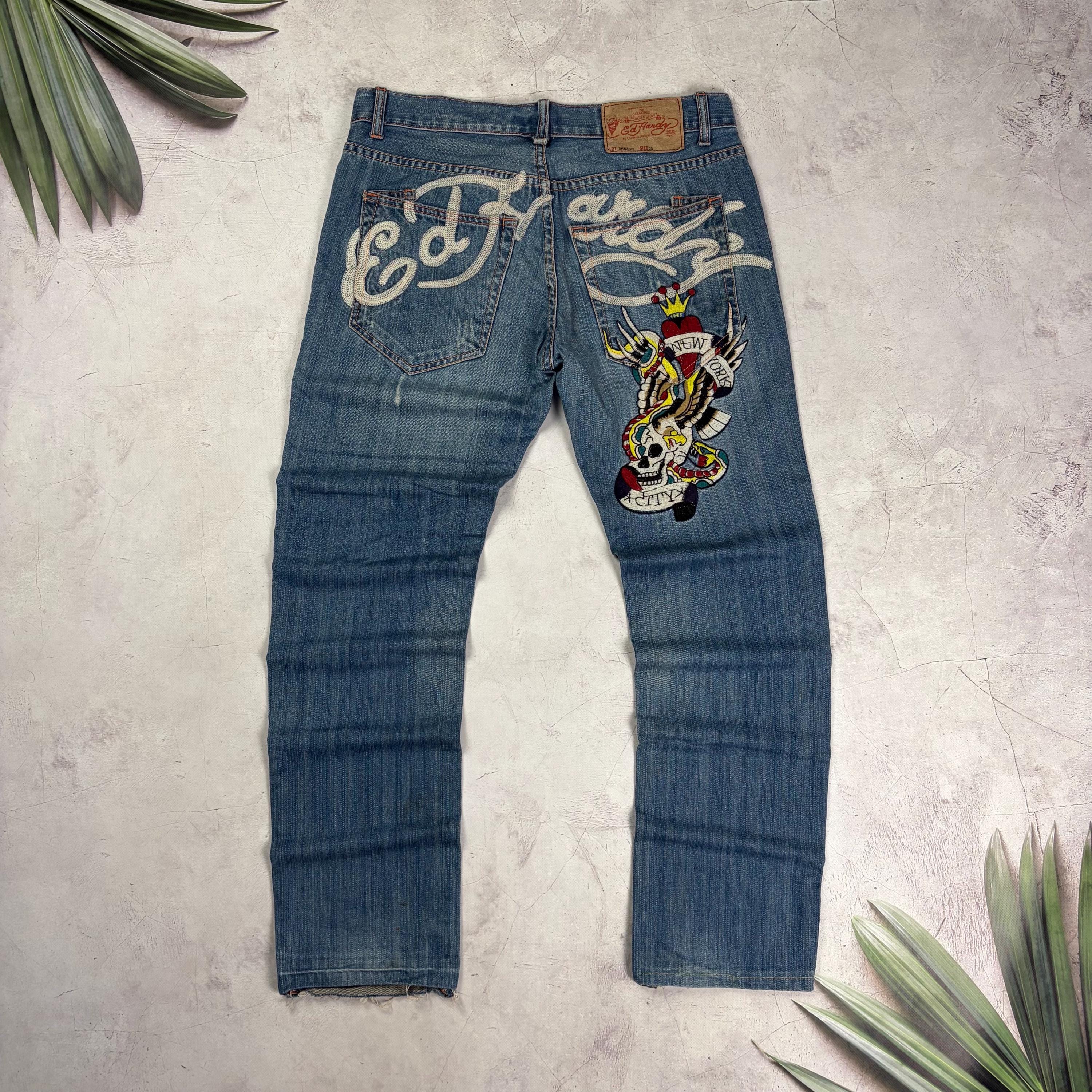 Ed Hardy Embroidered Jeans - Etsy