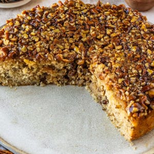 Zuidelijke pecannotentaart met pecannootkaramel vochtig, cake van 20 cm