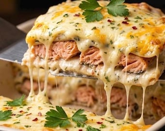 Lasaña Alfredo de salmón