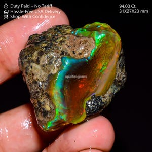 Incredible Top Grade Quality 100% Natural Welo Fire Ethiopian Opal Oil Rough Loose Gemstone For Making Jewelry 94 Ct. 31X27X23 mm FZ-204