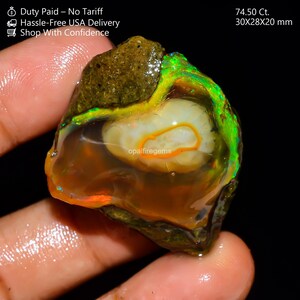 Uitstekende hoogwaardige kwaliteit 100% natuurlijke Welo Fire Ethiopische opaalolie ruwe losse edelsteen voor het maken van sieraden 74,5 kt. 30 x 28 x 20 mm FZ-677