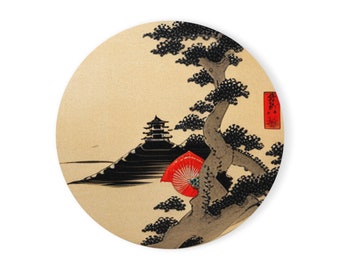 Traditional architecture Bonsai trees Japan Cork Back Coaster