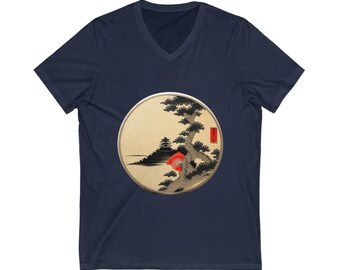 Traditional architecture Bonsai trees Japan Short Sleeve V-Neck Tee