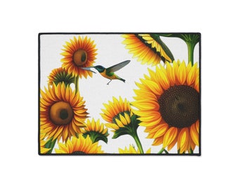 Sun Flowers and Humming Birds Heavy Duty Floor Mat