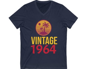 Vintage birth year 1964 tee Classic retro 1964 tee Short Sleeve V-Neck Tee