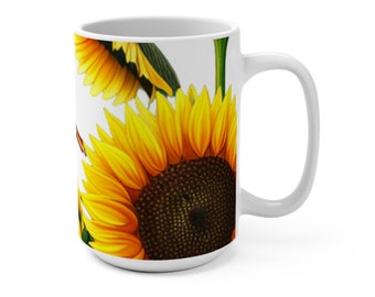 Sunflower and Butterfly Mug 15oz Gifts For Her, Summer Mug, Sunflower Gift, Unique Mug Gift