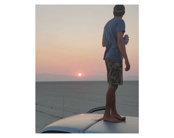 Sunset in the Black Rock Desert. Posters Desert Art Nevada Desert Landscape Overlooking the Playa at the Golden Hour