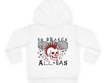 Punk toddler jacket-No Brakes All Gas Toddler Hoodie | Skull Punk Graphic Pullover