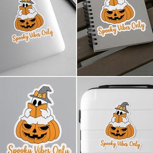 Halloween Ghost Vinyl Sticker – Spooky Pumpkin, Laptop Decal