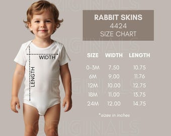 Rabbit Skins 4424 Size Chart, Size Chart, Rabbit Skins, Toddler Size Chart, Baby Onesie, Baby Onesie Mockup, Baby Bodysuit, Baby PNG - Boy
