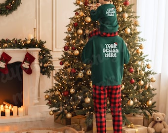 Forest Green Gildan 18000 Christmas Sweatshirt Mockup Christmas Morning Mockup Family Mockup 18000b Girl Dad Mockup Matching Sweatshirts