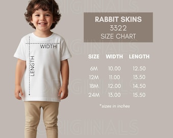 Tabela de Tamanhos Rabbit Skins 3322, Tabela de Tamanhos, Rabbit Skins, Tabela de Tamanhos para Bebês, Camiseta Infantil, Mockups Rabbit Skins 3322, Camiseta Infantil, PNG Infantil