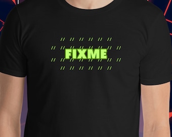 Funny Programmer //FIXME Cotton T-Shirt | Coding Joke for Developers, Software Engineers, Tech Lovers