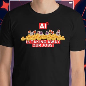 Rubber Duck AI Protest Cotton T-Shirt | Tech Humor for Programmers, Developers, Vibe Coders