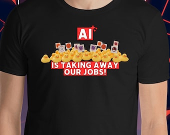 T-shirt med gummianka och AI-protest i bomull | Teknikhumor för programmerare, utvecklare, vibekodare