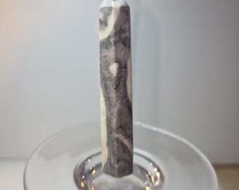 Torre de cristal de calcita cebra / Obelisco pulido gris y blanco / Piedra de equilibrio