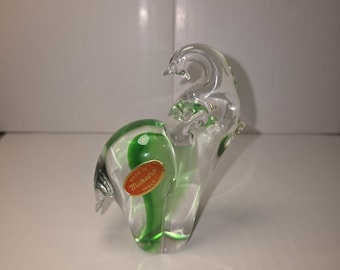 Figura de elefante verde de cristal de Murano / Objeto decorativo coleccionable hecho a mano