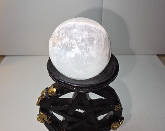 Esfera de cristal de piedra lunar / Bola lunar plateada brillante / Piedra de la intuición y los nuevos comienzos