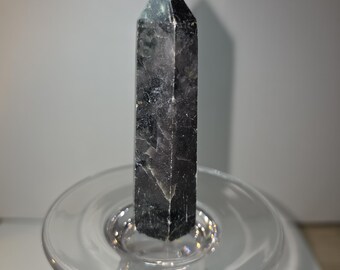 Torre de cristal de cuarzo ahumado / Obelisco pulido translúcido gris / Piedra de conexión a tierra