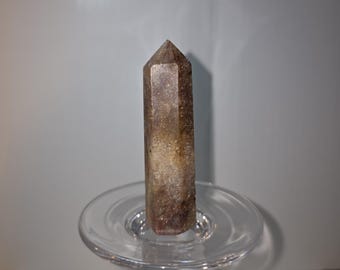 Torre de cristal de cuarzo fresa / Obelisco pulido rojo y blanco / Piedra del amor y la compasión