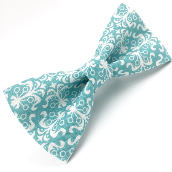 Mens Bow Tie in Turquoise Damask | Etsy