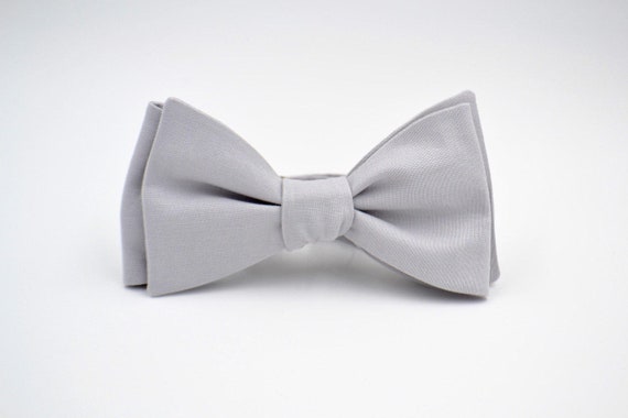 Mens Light Gray Self Tie Bow Tie Kaufman Kona Cotton in | Etsy