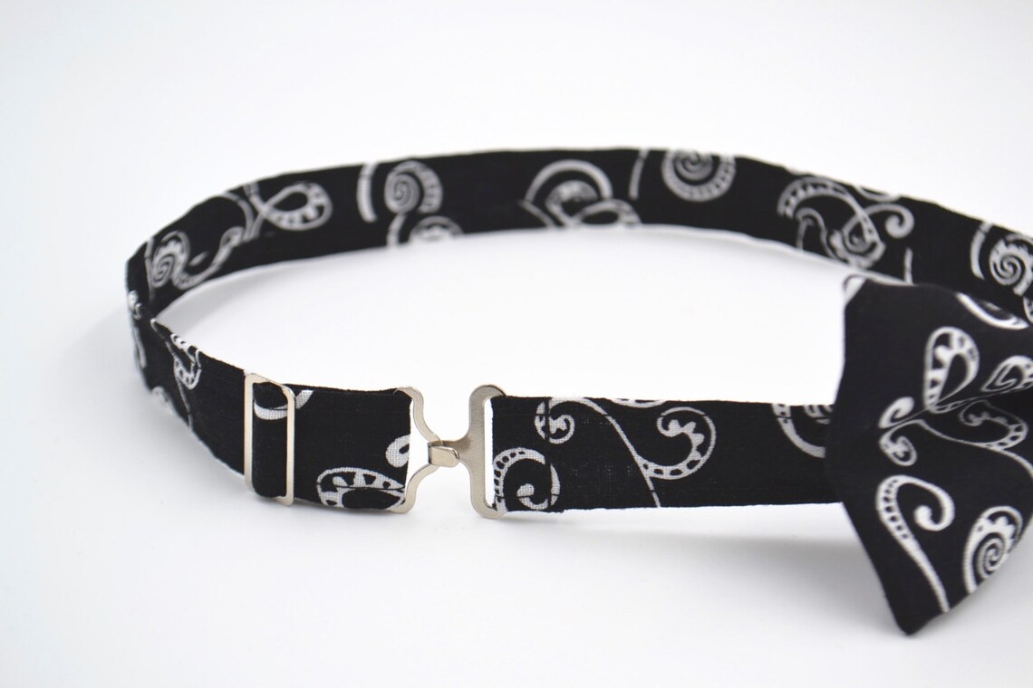 Bowtie Black and White Scroll Pattern Mens Black Bow Tie Etsy