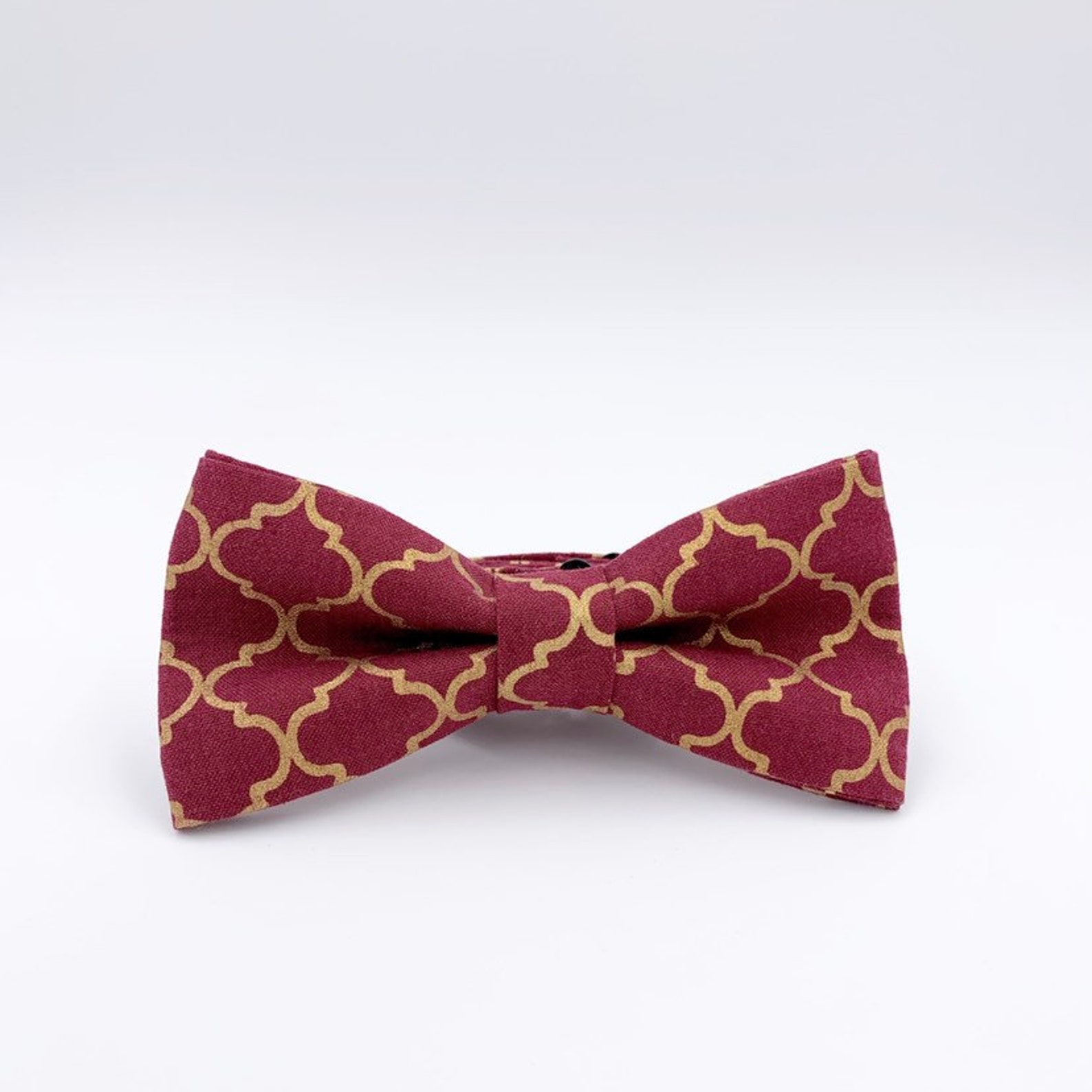 Bow Tie in Maroon and Gold Print Pre-Tied Bow Tie Wedding | Etsy