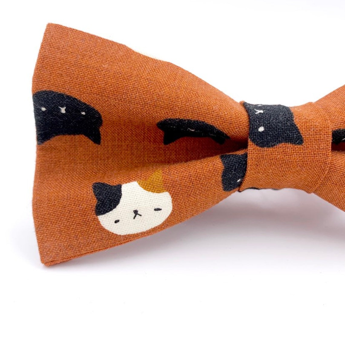 Adult Bow Tie in Cats Cat Bow Tie in Rust Novelty Bow Tie Etsy