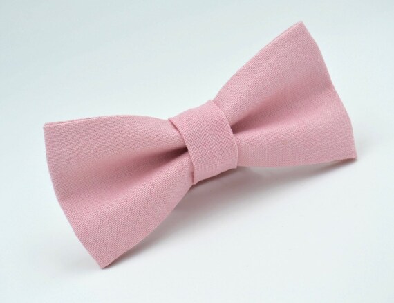 Mens Bow Tie in Pink Linen | Etsy