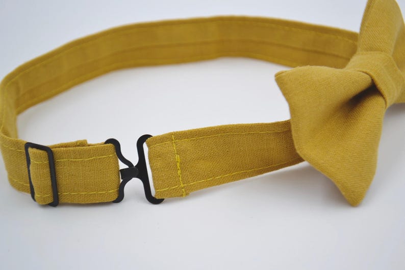 Children's Mustard Linen Bow Tie Yellow Bowtie Gold Bow Etsy
