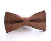 Mens Bow Tie in Brown Linen