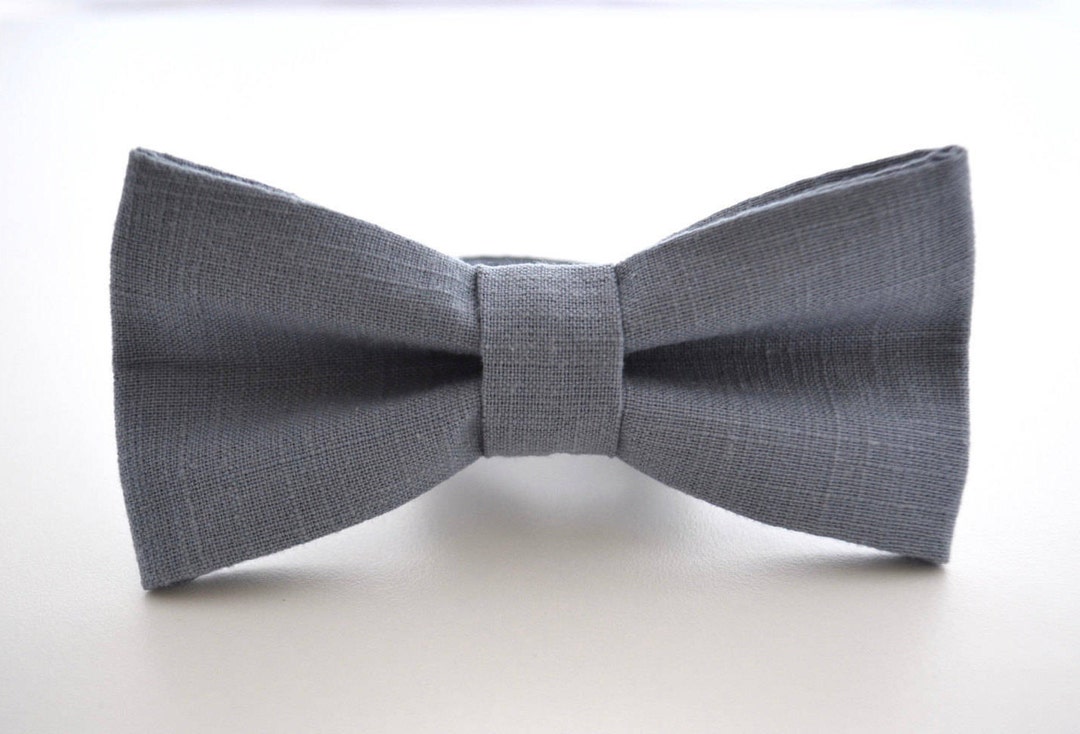 Mens Bow Tie in Slate Linen Blue Gray Bow Tie - Etsy