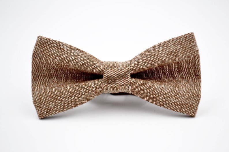 Mens Bow Tie in Nutmeg Linen Brown Linen Bow Tie Etsy