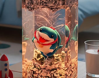 Handmade Baby Shark Resin Lamp – Comic Decor Night Light