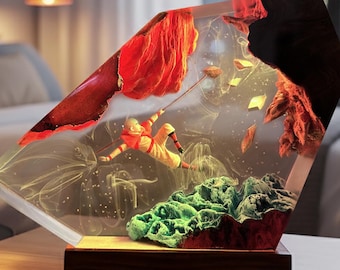 Lampe en résine Aang maître de l'air : veilleuse avatar faite main, cadeau pour gamer