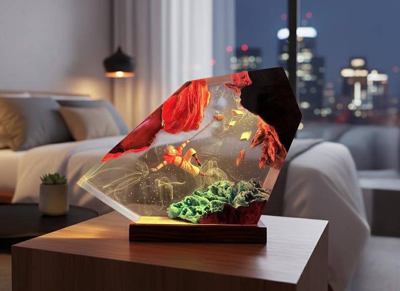 A.ang Air.bender Resin Lamp: Handmade Avatar Night Light, Gamer Gift image 1