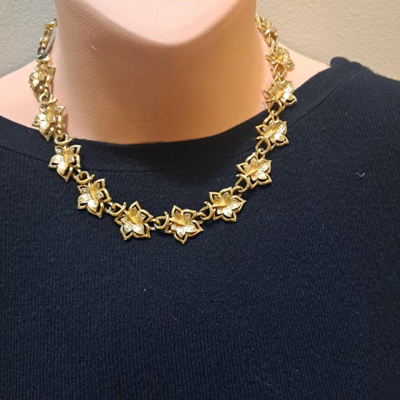 Vintage Signed Coro statement maple leaf gold ton… - image 1