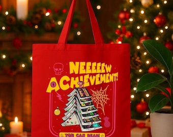 Dungeon Crawler Carl Book Christmas Tree Tote Bag, New Achievement Fantasy Reader Tote Bag, LitRPG Bookish Fan Gift Tote Bag MN15